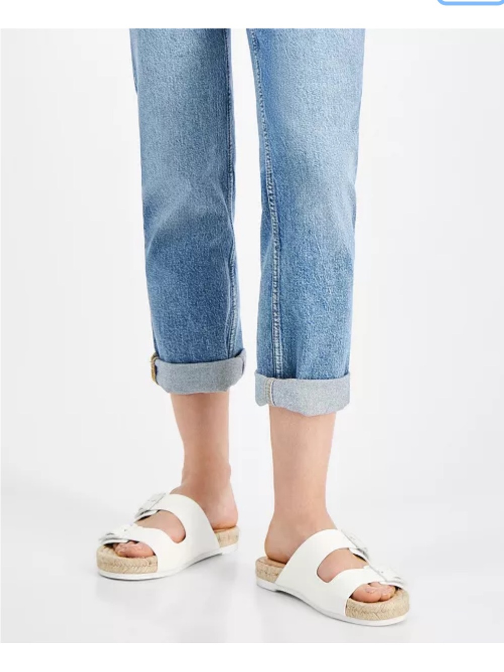 ON 34th Sz.8 Women White Double-Strap Espadrille Slide Sandals